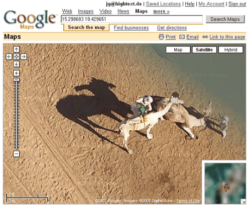 2007 faszinierte dieser Kamel-Schnappschuss bei Google Maps das Web - heute ist es offizieller Google-Mitarbeiter. (Bild: Screenshot)