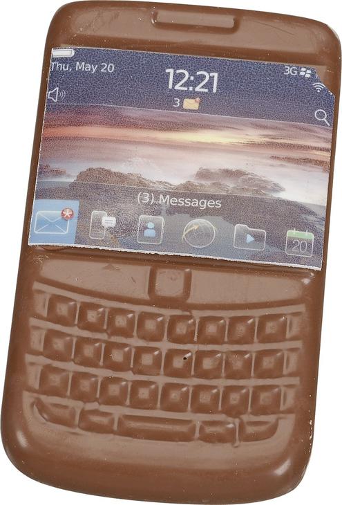 Garantiert NSA-sicher und darum auch kein Megatrend: Smartphones aus Schokolade (Bild: thepinksugarmouse.com)