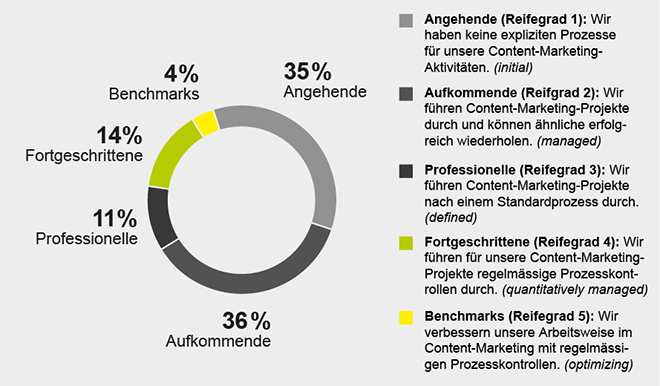 Wie reif deutsche und schweizer Unternehmen in ihrer Content-Marketing-Organisation sind (Bild: Namics)