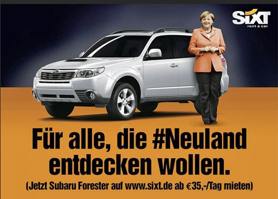 Ein Paradebeispiel dafür, wie man einen Hype ausnutzt: Schnell, lustig  - und harmlos; Sixts Ulk mit der Kanzlerin (Bild: Sixt)