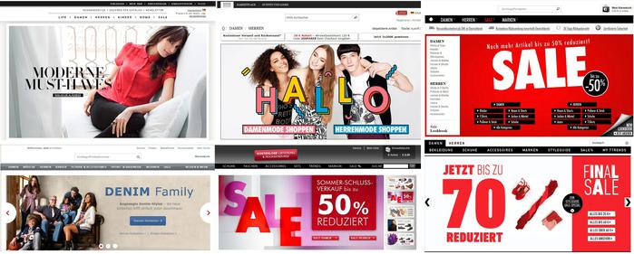 Von links nach rechts: H&#38;M, Asos, coutie, bonprix, Grtz, 7trends: Na, alles richtig? (Bild: Dirk Ploss)