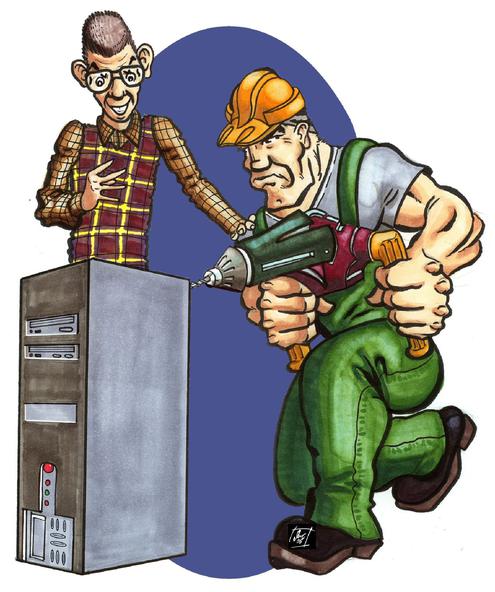 So stellt sich unser Karikaturist einen Cyberangriff vor (Anmerkung: Nach Abgabe der Zeichnung unbekannt verreist) (Bild: Sophos)