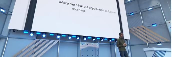 Prsentation von Assistent Google Duplex auf der I/O (Bild: Youtube: Google Developers)