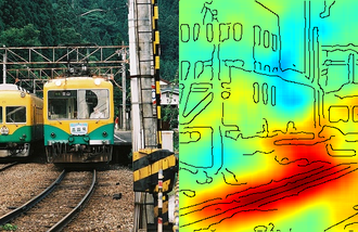 Die Heatmap zeigt ganz deutlich: Der Algorithmus trifft die Entscheidung Zug oder nicht Zug anhand der Schienen-Bildpunkte und nicht anhand derer, die den Zug ausmachen. Lupe © (Nature Communications)