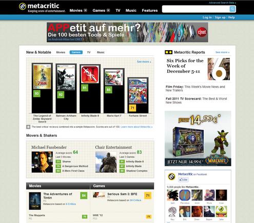 Zahlen entscheiden über den Erfolg von Spielen, Filmen, Musik oder Serien (Bild: Metacritic)