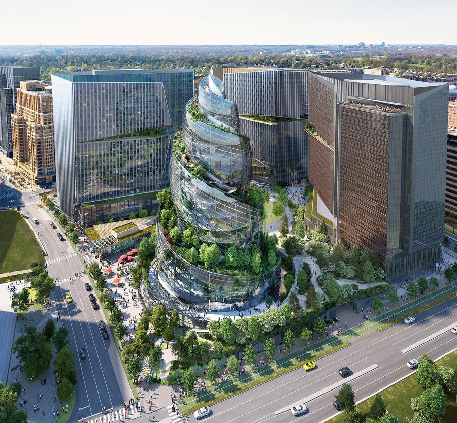 Amazon Zentrale in Arlington - Büroturm Glasspirale: Amazon muss (vorerst) zweithöchste Geldstrafe in der Geschichte der DSGVO zahlen (Bild: Amazon)