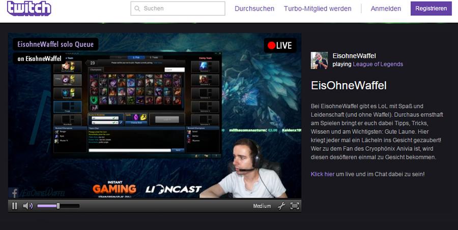 Gaming-Livecast von Twitch (Bild: Twitch)