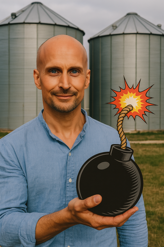 Sebastian Halm, Silo-Sprenger (Bild: ChatGPT/Sebastian Halm)