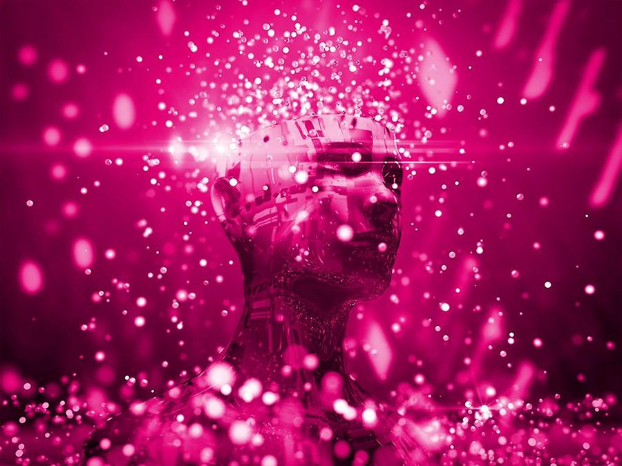 Sprühende Ideen im Kopf: Der T-Systems-Auftritt 2018 zur Hannover Messe (Bild: T-Systems)