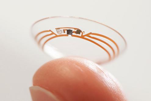 Besitzt Kamera und Display: Googles Patent fr eine Datenkontaktlinse (Bild: Google)