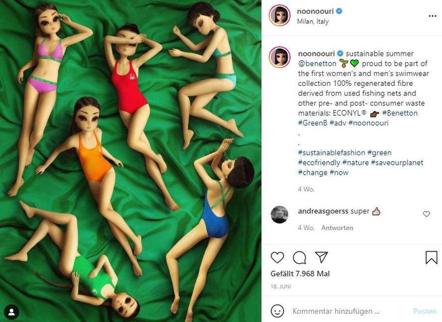Die virtuelle Influencerin Noonoouri (Noonoouri, Instagram, Benetton)