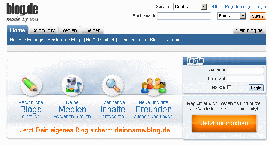 Gibts nur noch bis 15. Dezember: Blog.de (Bild: Blog.de)