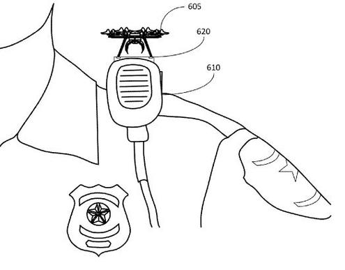 Amazon Patent: Eine Mini-Aufklrer-Drohne als Standardausrstung fr Polizisten (Bild: US-Patentamt)