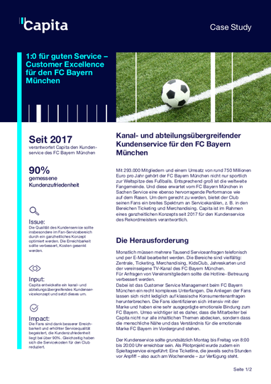 Titel von Case Study: Kanal- und abteilungsübergreifender Kundenservice für den FC Bayern München